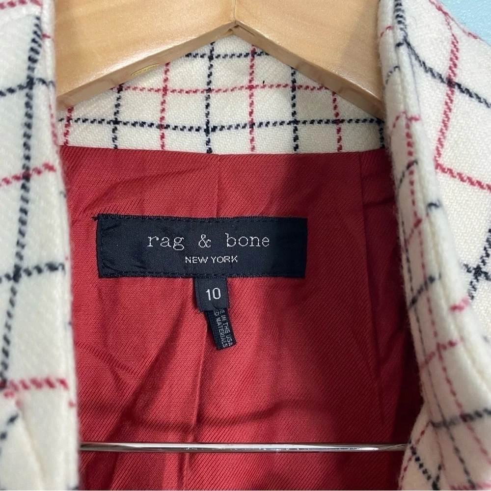 Rag and Bone Nova Oversized Blazer Ivory Check Plaid‎ One Button Sz 10